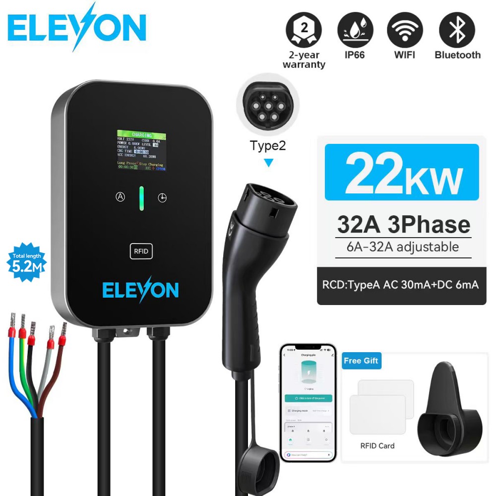 Wallbox Ev - ELEVON EV-laadstation 22KW Type2 Elektrische Autolader