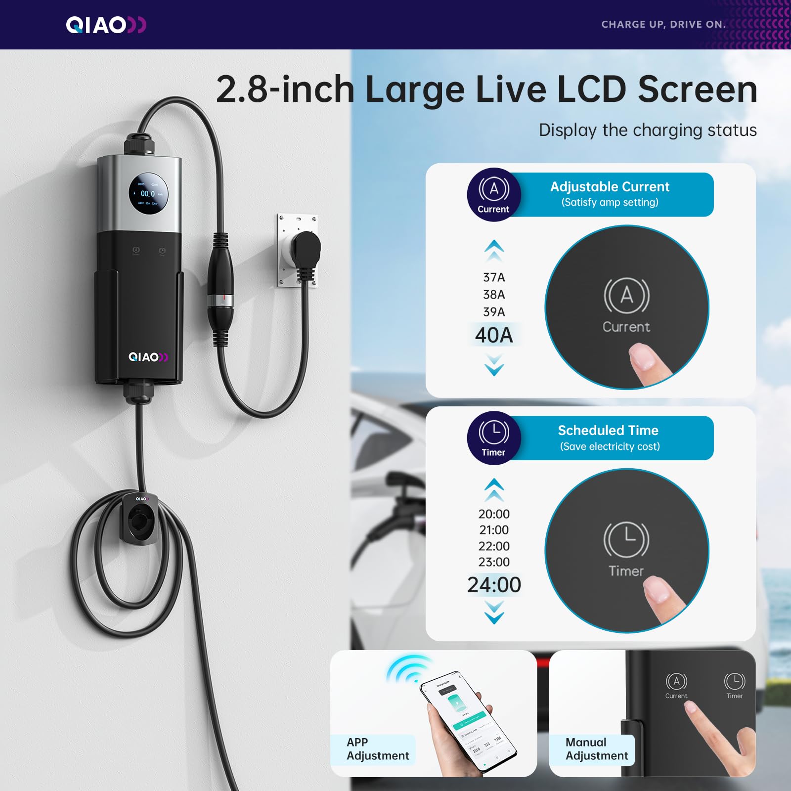 QIAO niveau 2 oplader voor ele - Portable Ev Charger recensie en prijs